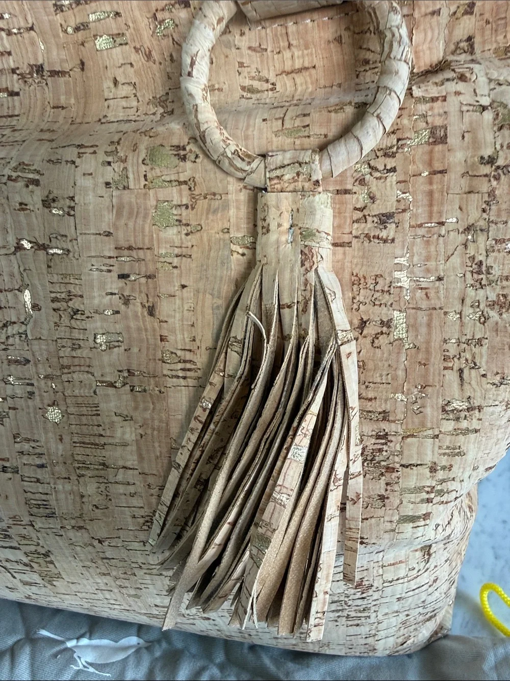 Robyn Brooks Cork Tote Bag with Tassel